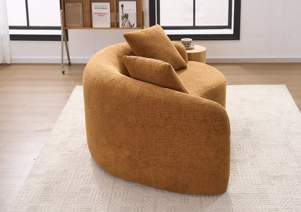 English Elm LY-042 Zen-Inspired S-Curved Dual-Depth Loveseat with Chenille Upholstery, Ready-to-Use Comfort Orange W2231P329720