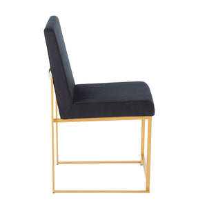 English Elm High Back Fuji Contemporary Dining Chairs - Luxurious Black Velvet & Gold Frame, Set Of 2 B202P223542