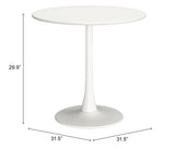 Soleil Dining Table White 704038 Zuo Modern