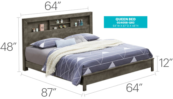 English Elm Elegant Transitional Gray Frame Bed - Stylish, Durable Design For Timeless Bedroom Decor & Comfort B078S00243