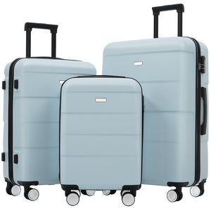 English Elm Hardshell 3 Piece Luggage Set Abs Spinner Suitcase with Tsa Lock Telescoping Handle Light Blue N732P308497N