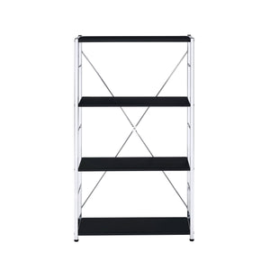 English Elm Tennos Modern Black & Chrome Bookshelf - 4-Tier X‑Frame Metal Shelf, 22"L x 13"H Shelves, KD Contemporary Design B2726P285984
