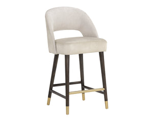 Sunpan Monae Counter Stool – Chic Barrel Back Design with Vintage Influence for Dining and Bar Spaces Bravo Cream / Polo Club Muslin