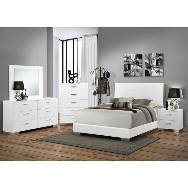 English Elm Dulcey High Gloss White Lacquer 6 Drawer Dresser with Coordinating Wall Mirror B062S01728