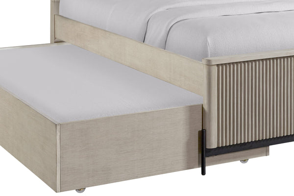English Elm Full Full Over Twin Trundle Bed Taupe with Reeded Fronts Birch Veneer Solid Wood MDF Casual Design B2699S00062