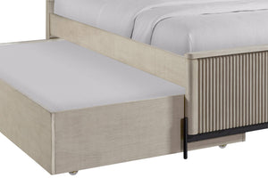 English Elm Twin Twin Over Twin Trundle Bed Taupe – Solid Wood & Birch Veneer, Reeded Fronts, Space-Saving Design B2699S00061