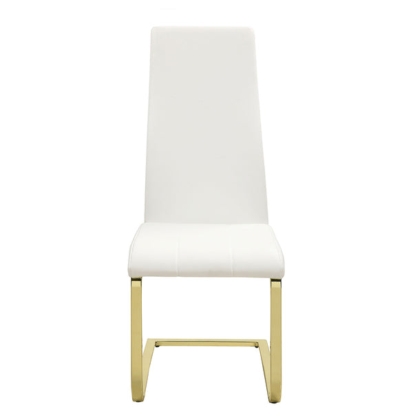 English Elm Whittingham Luxurious White and Gold Upholstered Dining Side Chairs Set of 4 — High-Back Comfort, Metal Legs B062P328699