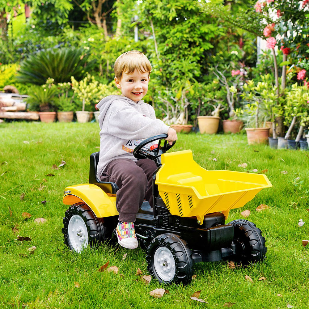 English Elm Aosom Kids Pedal Excavator Toy with Scooping Bucket and Rear Hitch for Ages 3 to 6 W2225P217061