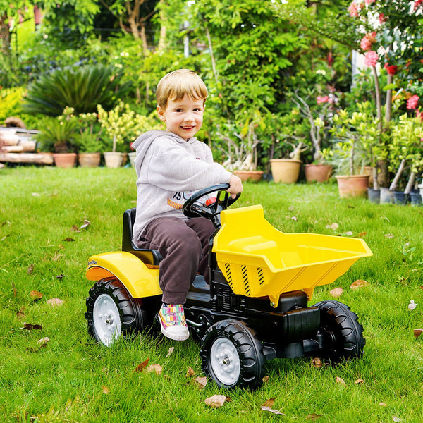 English Elm Aosom Kids Pedal Excavator Toy with Scooping Bucket and Rear Hitch for Ages 3 to 6 W2225P217061