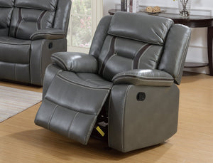 English Elm Modern Power Reclining Sofa Set Leatherette Upholstered Living Room Gray 3 Piece B011S02442