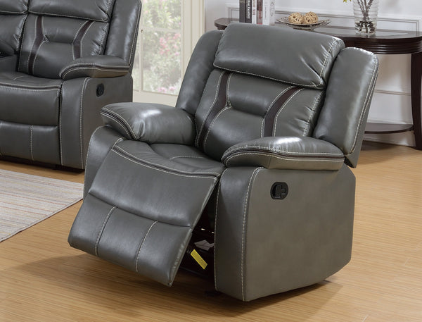 English Elm Modern Power Reclining Sofa Set Leatherette Upholstered Living Room Gray 3 Piece B011S02442