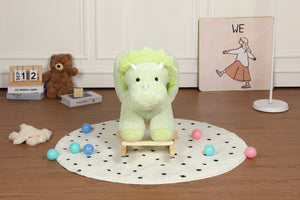 English Elm Kids Plush Dinosaur Rocking Toy with Safety Belt Lullaby Sounds and Hand Puppets W3723P374145