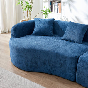 English Elm 111" L Shaped Cloud Sofa Plush Chenille Upholstered High Density Foam Apartment Living Room Blue W1669S00055