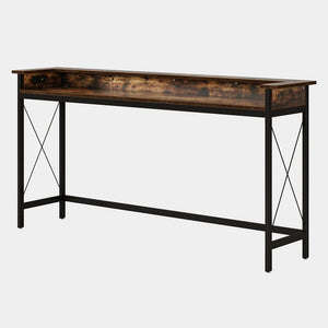 English Elm Hall Console Table Industrial Rustic Two Tier Wood Tone Metal Frame Entryway Sofa T3971P456529