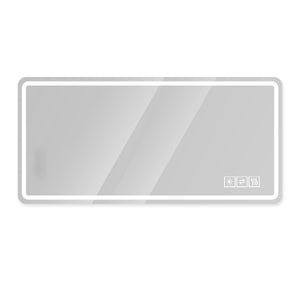 English Elm 60x28 Inch Frameless Led Vanity Mirror Anti-fog Touch Control Bathroom Wall Mount W2071P402181