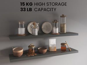 English Elm Ecco Floating Shelves Set of 2 47" – Sleek Matte MDF Wall-Mounted Storage with Hidden Brackets for Stylish Organization and Display Grey 49 L x 11 W x 4 H B070P286446