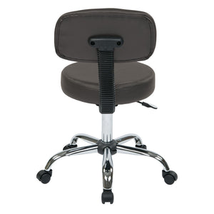 OSP Home Furnishings Pneumatic Drafting Chair with Chrome Base and Vinyl Seat for Studio or Counter Use Dillon Graphite ST235V-R111