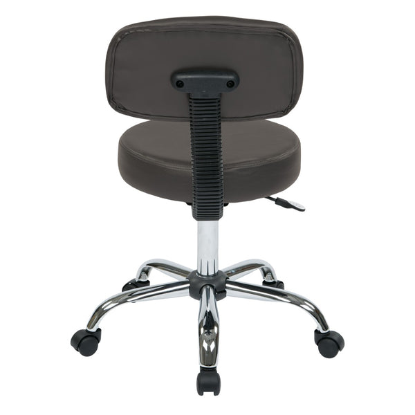 OSP Home Furnishings Pneumatic Drafting Chair with Chrome Base and Vinyl Seat for Studio or Counter Use Dillon Graphite ST235V-R111