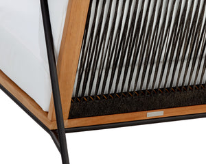 Sunpan Milan Armchair - Modern Outdoor Lounge Chair with Teak Wood, Weather-Resistant Fabric & Black Frame