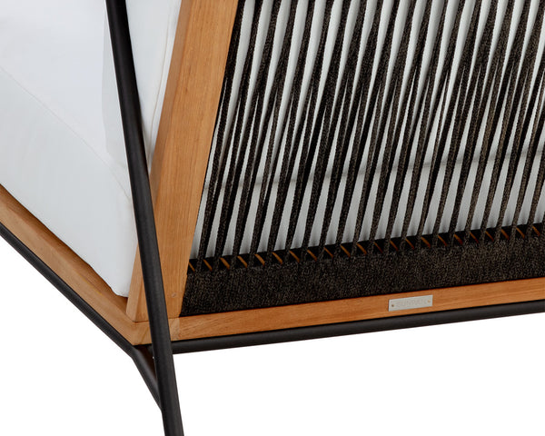 Sunpan Milan Armchair - Modern Outdoor Lounge Chair with Teak Wood, Weather-Resistant Fabric & Black Frame