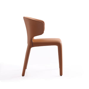 English Elm Conrad Upholstered Dining Chair with Metal Frame, Faux Leather Tweed Finish, Contoured Comfort Brown B365P397798