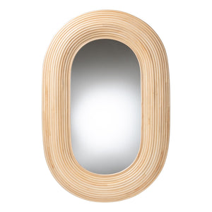 English Elm Modern Rattan Oval Wall Mirror Handcrafted Bohemian Decor for Entryways and Living Rooms B2750P420398