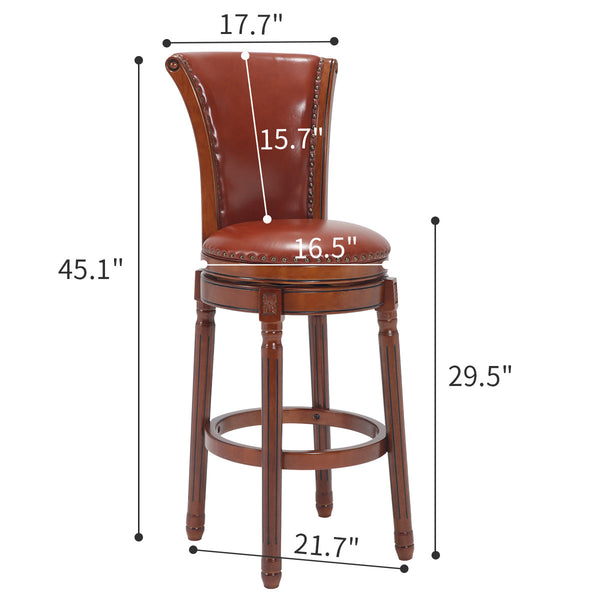 English Elm Cow Leather Wooden Bar Stools - 29" Counter Height Swivel Chairs For Kitchen & Dining Comfort W2195P246383