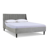 English Elm Aspen Vertical Tufted Modern Headboard Platform Bed Set, Queen, Opal Grey Velvet