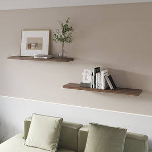 English Elm Dark Brown Floating Shelf in Melamine, 47.3" Wide Wall-Mounted Set Adds Warmth, Sturdy Modern Storage (1 p B062P380033