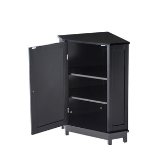 English Elm Black Triangle Corner Bathroom Cabinet with Adjustable Shelves, Modern MDF Storage Organizer, 70lb Capacity, Space-Saving Design N725P172615B