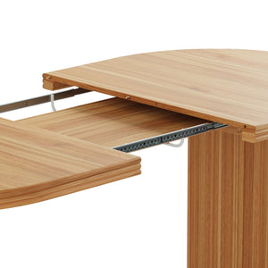 English Elm 55.11"-70.86" Extendable Dining Table with Sculpted Striped Legs Seats Six in Modern Style Natural Walnut W757P411752