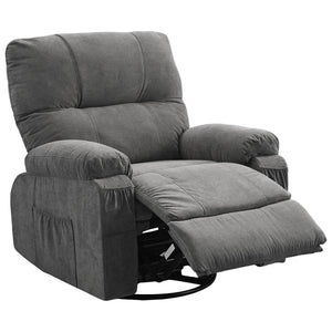 English Elm Recliner Grey 360° Swivel Rocking Lounge Chair with Thick Cushions, Arm Pockets & 330lb Metal Frame W1521P265833