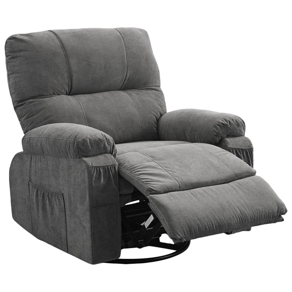 English Elm Recliner Grey 360° Swivel Rocking Lounge Chair with Thick Cushions, Arm Pockets & 330lb Metal Frame W1521P265833