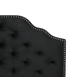 English Elm Tufted Queen Headboard with Nailhead Trim Solid Wood Frame and Adjustable Metal Legs Black 57877.00NVLTBLK