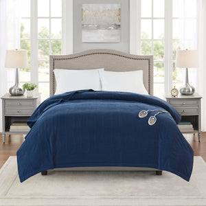 JLA Home Beautyrest - Heated Beautyrest Micro Fleece Electric Blanket — ultra-soft, OEKO-TEX, 20 heat settings, 10hr auto shutoff Navy BR54-3260
