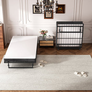 English Elm Portable Rollaway Guest Bed with Memory Foam Mattress Steel Frame and Storage Wheels T3210P471560