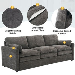 English Elm 101.2" Modular Chenille Sectional Sofa with Tufted Cushions and Deep Seating for Living Room Grey N719S001922E