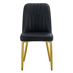 English Elm 2 Modern Dining Chairs with Plush PU Cushions and Gold Metal Legs for Stylish Comfort at Home Black+Gold W1151P294397