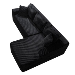 English Elm 106.3" Jumbo Corduroy L-shaped Sectional Deep Seat Sofa for Modern Living Rooms W5515S00037