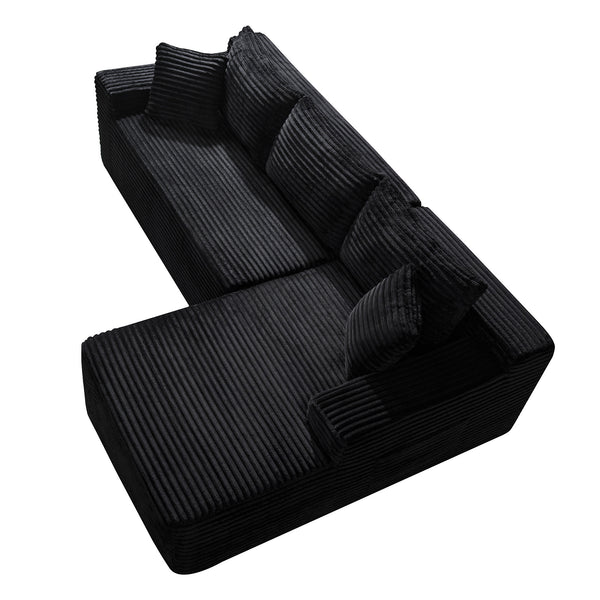 English Elm 106.3" Jumbo Corduroy L-shaped Sectional Deep Seat Sofa for Modern Living Rooms W5515S00037