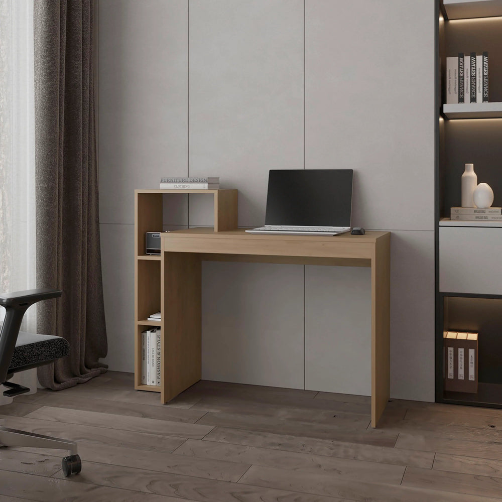 English Elm Natural Oak Computer Desk – Stylish 3-Shelf Design For Small Spaces, Home Offices & Living Rooms B062P290241