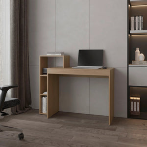 English Elm Natural Oak Computer Desk – Stylish 3-Shelf Design For Small Spaces, Home Offices & Living Rooms B062P290241