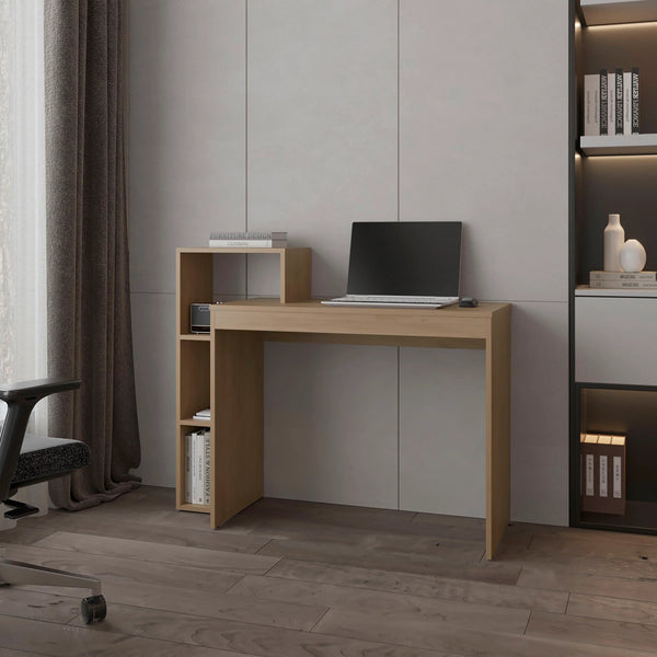 English Elm Natural Oak Computer Desk – Stylish 3-Shelf Design For Small Spaces, Home Offices & Living Rooms B062P290241