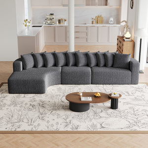English Elm 131.1-inch Chenille Cloud Curved Sectional with Chaise and Ten Plush Throw Pillows W3505S00014