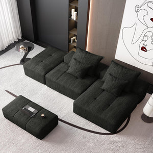 English Elm Modern Oversized Modular Sectional Sofa With Ottoman & Chaise, Soft Chenille Fabric & 4 Pillows W1885S00058