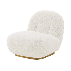 English Elm Edina Boucle Lounge Chair White — Luxurious Bouclé, Brushed Gold Base, 440 lb Capacity, Ready-to-Use B365P397977