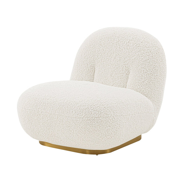 English Elm Edina Boucle Lounge Chair White — Luxurious Bouclé, Brushed Gold Base, 440 lb Capacity, Ready-to-Use B365P397977