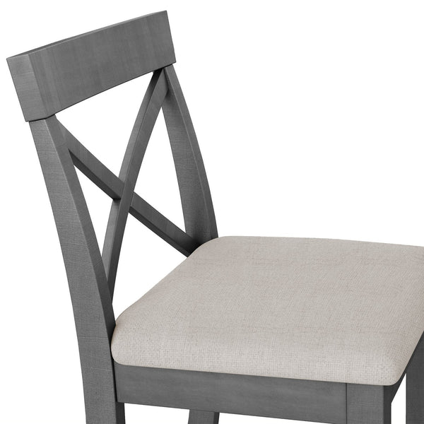 English Elm TOPMAX Farmhouse 48" Rectangular Wood Bar Height Dining Set with 2 Cushioned Stools, Space-Saving Design Gray+Beige N717P334716E