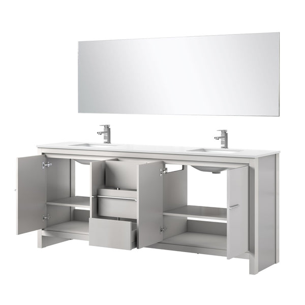 English Elm White Double Bath Vanity Set With Quartz Top, Chrome Faucet, Full-Width Mirror & Ample Storage Space B2731S01773-GIGA