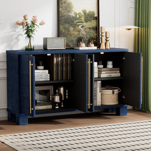 English Elm Trexm Ash Veneer Buffet with Gold Handles and Adjustable Shelves for Dining Spaces Antique Navy N715P392244M